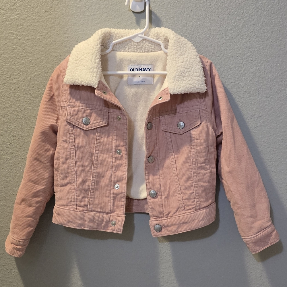 Old Navy Pink Kids Jacket with Sherpa Collar
